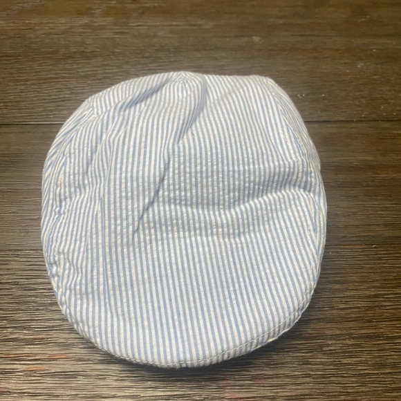 Toby 6-12 month newsboy cap blue and white stripes - Picture 1 of 3